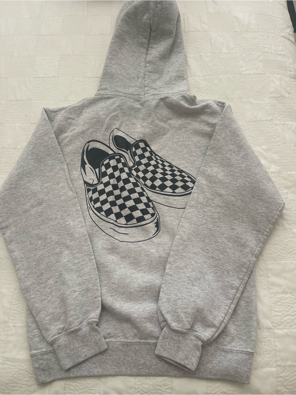 Vans Gray Checkerboard Slip-On Shoes Graphic Hoodie
